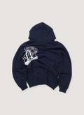 Unvercoverism UISM Deconstructed Sweatshirt Navy Hoodie (Pre-Owned) loopback cotton jersey, deconstructed, reconstructed, with printed graphic, back view Undercoverism UISM Deconstructed Sweatshirt Navy (Pre-Owned) - Image 2 | Authenticated at Pieces Los Angeles