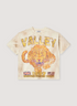 Vale Forever Cheetah Tee Shirt Vintage Tan with vintage wash and printed graphic logo of a cheetah, front view