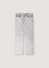 Amiri Shotgun Jeans Acid Wash Cream Tan Blue Denim with ripped knee front view
