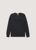 Basketcase Gallery Afflicted Thermal Vintage Black longsleeve shirt with black stencil design logo front view Basketcase Gallery Afflicted Thermal Vintage Black - Image 1 | Authenticated at Pieces Los Angeles