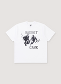 Basketcase Gallery Cause for Alarm Tee Shirt White with 330 gsm 9.5 oz cotton, vintage pigment dye, printed logos, front view Basketcase Gallery Cause for Alarm Tee White - Image 1 | Authenticated at Pieces Los Angeles