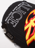 Alice Hollywood Alice/CKY Logo Cap Black hat close up top view of the brim with a bottle opener on it and text Alice Hollywood Alice/CKY Logo Cap Black - Image 3 | Authenticated at Pieces Los Angeles