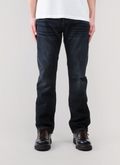 Pieces Alexander Denim Washed Black jeans on-body shot below the waist Pieces Alexander Denim Washed Black - Image 5 | Authenticated at Pieces Los Angeles