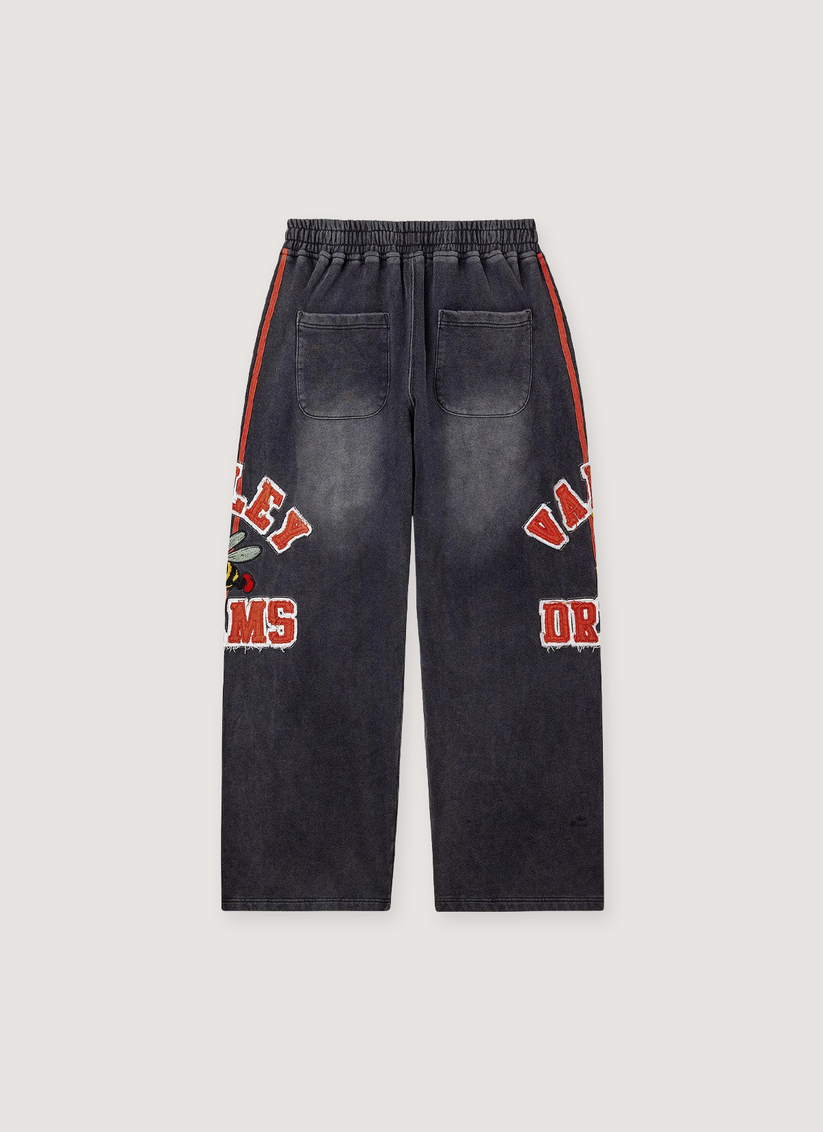 Vale Forever Anthem Tracks Sweatpants Black Red washed look with red graphic text and logos, back view