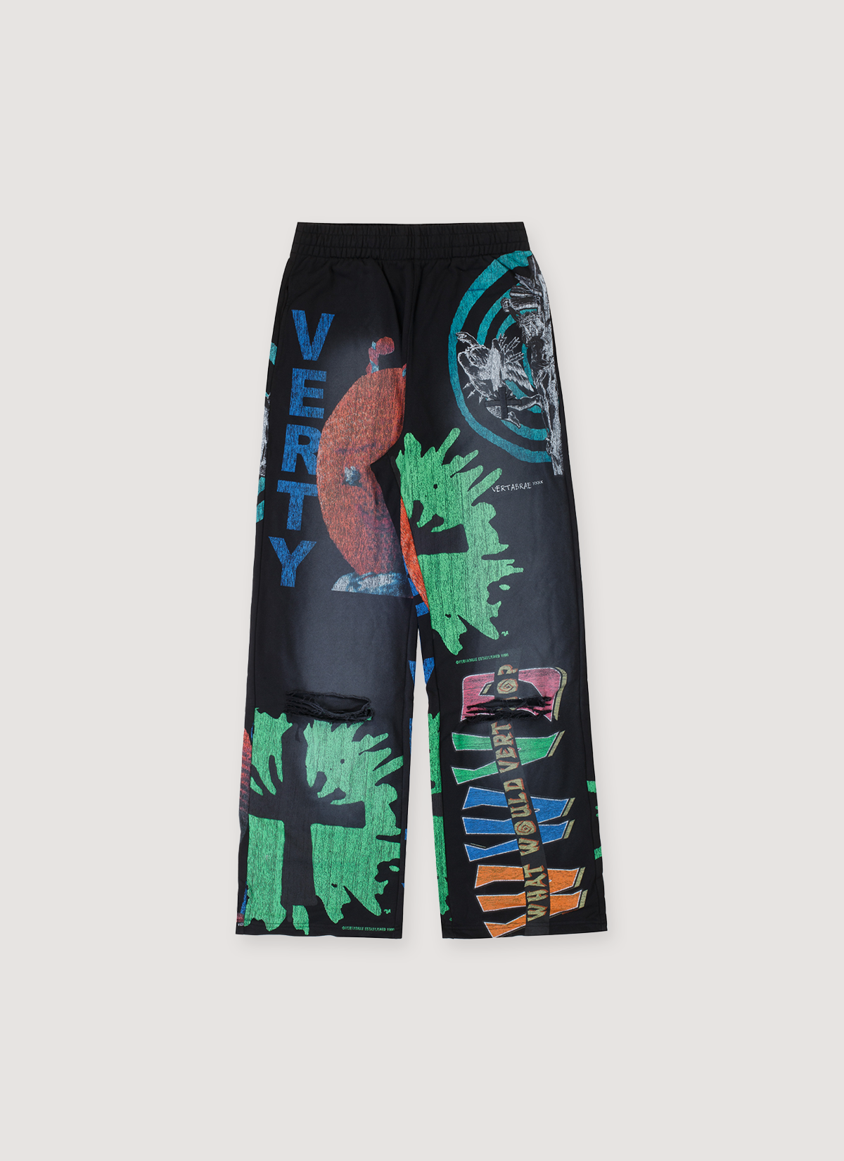 Vertabrae Montage Wide Leg Sweatpants Black