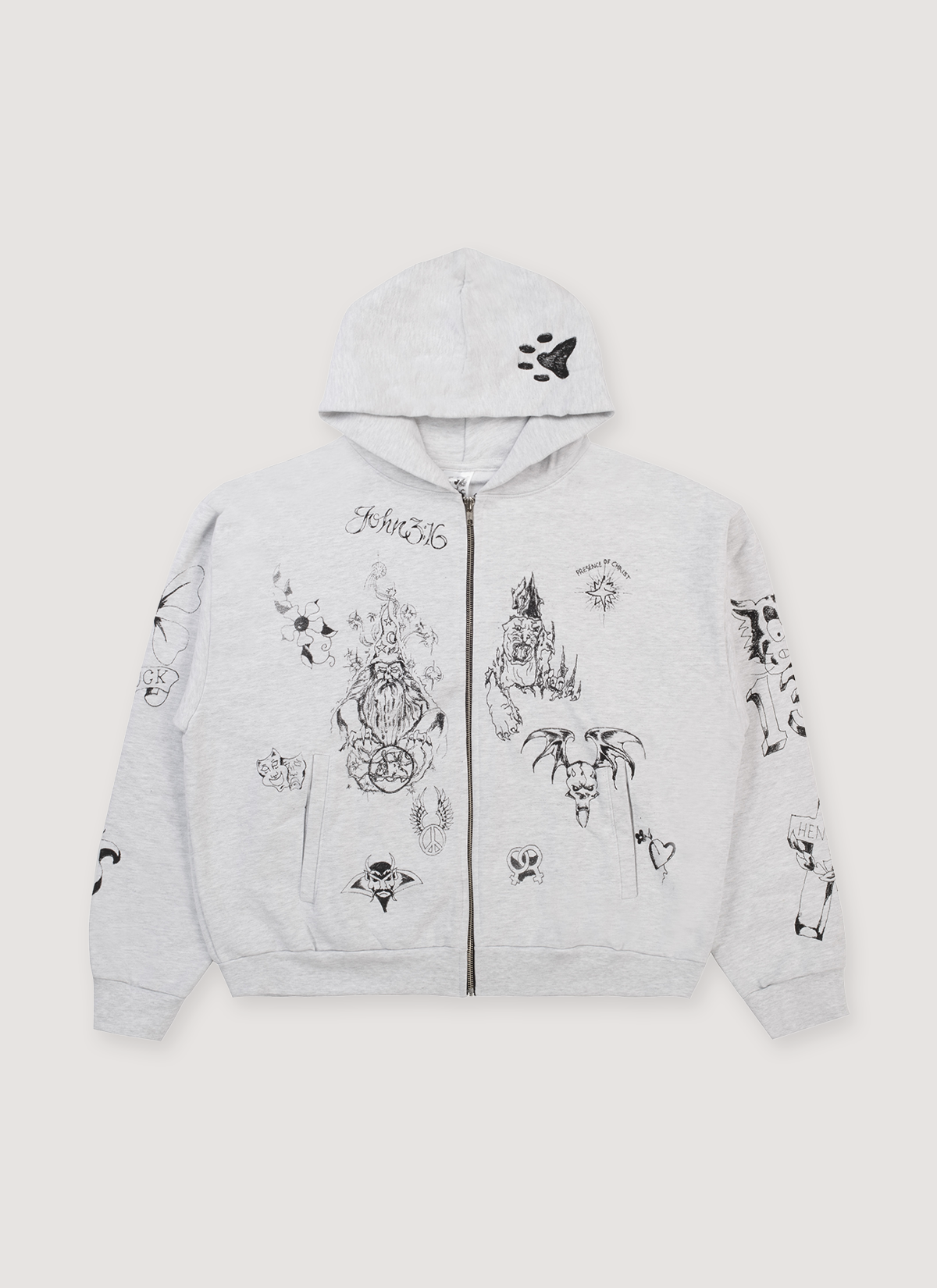 Basketcase Gallery Sailor Zip Up Sweatshirt Heather Grey