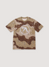 Supreme Aphex Twin Ambient Works Tee camo camouflage brown tan khaki with white logo, front view
