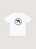 Supreme Aphex Twin Ambient Works Tee White with Black logo, front view Supreme Aphex Twin Ambient Works Tee - Image 6 | Authenticated at Pieces Los Angeles