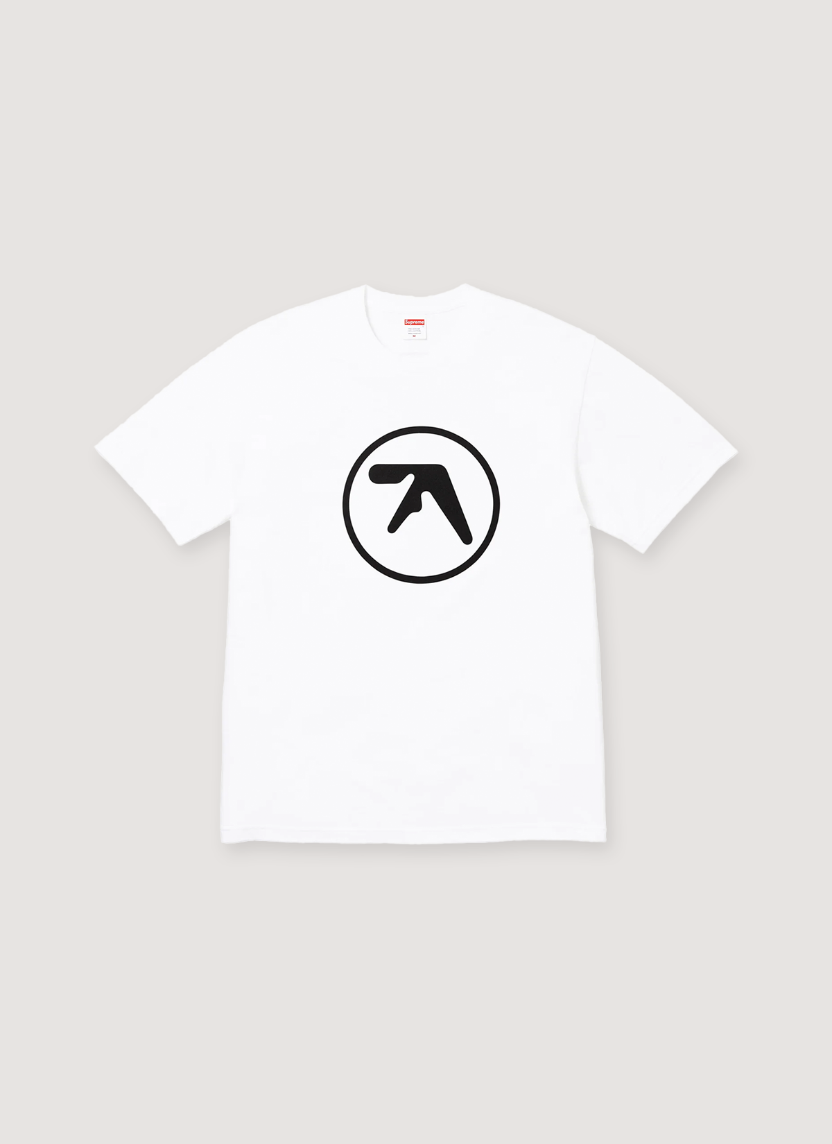 Supreme Aphex Twin Ambient Works Tee White with Black logo, front view Supreme Aphex Twin Ambient Works Tee - Image 6 | Authenticated at Pieces Los Angeles