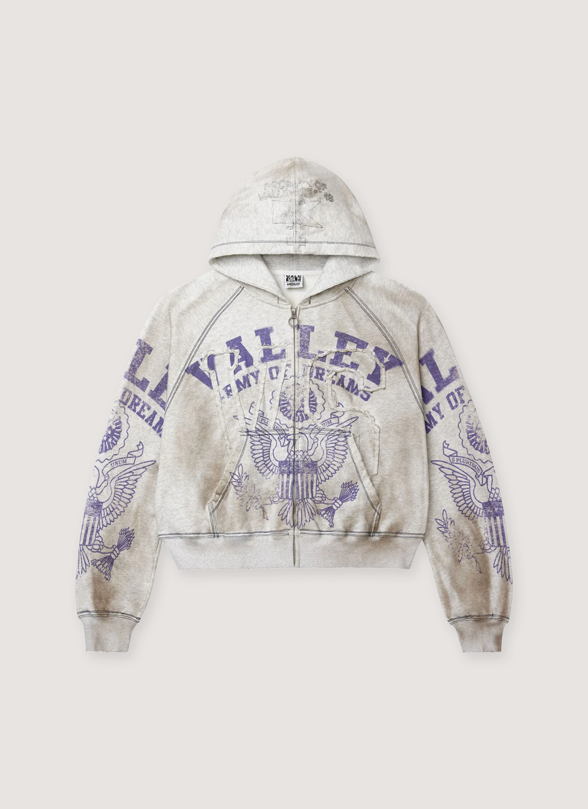 Army Zip Up Sweatshirt Dirty Grey