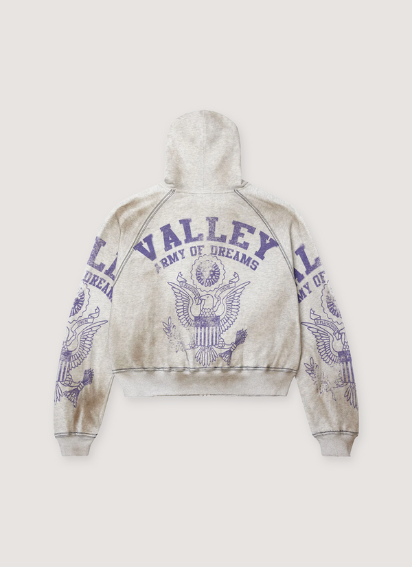 Vale Forever Army Zip Up Sweatshirt Dirty Grey alternate view - Shop at Pieces Los Angeles