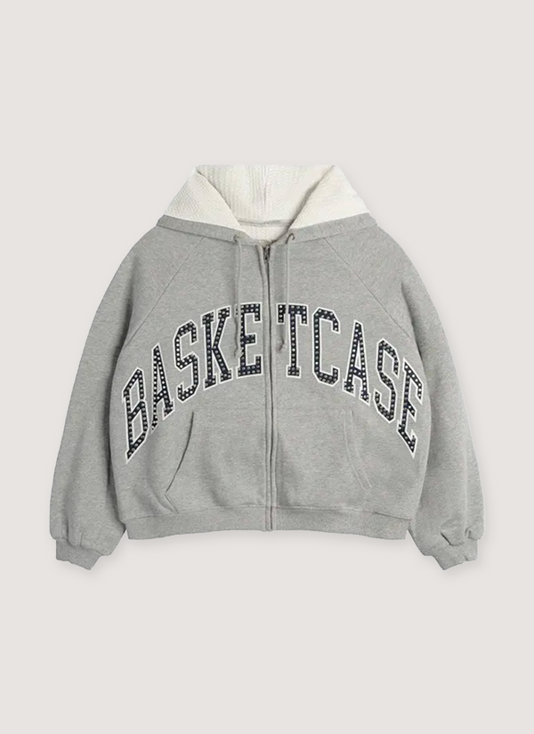 Basketcase Gallery Athletics Studded Zip Sweatshirt Grey Athletics Studded Zip Up Sweatshirt Grey - Authenticated Sweatshirts | Pieces Los Angeles