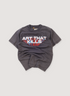 Gallery Dept. Art That Kills Reversible Tee Shirt Vintage Black (Pre-Owned) with printed logos, glitter print logo, vintage wash and fade, garment dye, reversible style, front view