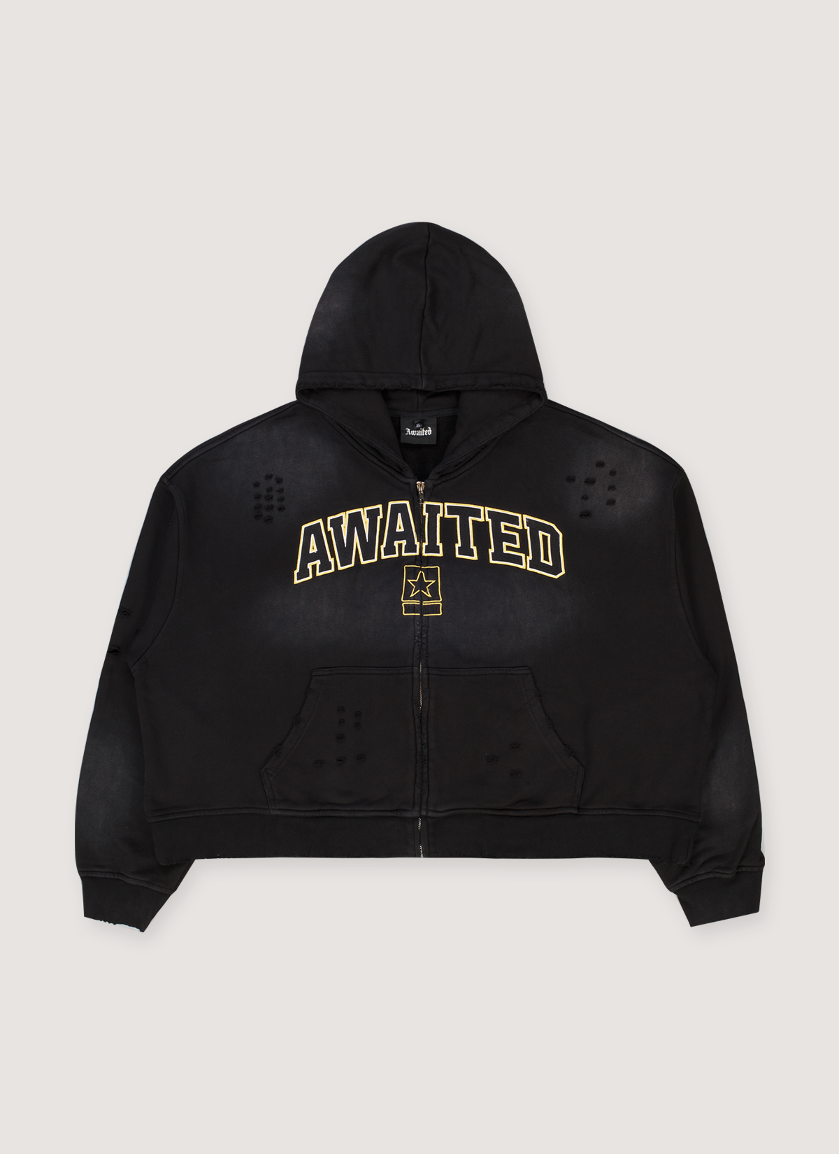 Awaited Militia Army Star Zip Up Sweatshirt Black Awaited Militia Army Star Zip Up Sweatshirt Black - Image 1 | Authenticated at Pieces Los Angeles