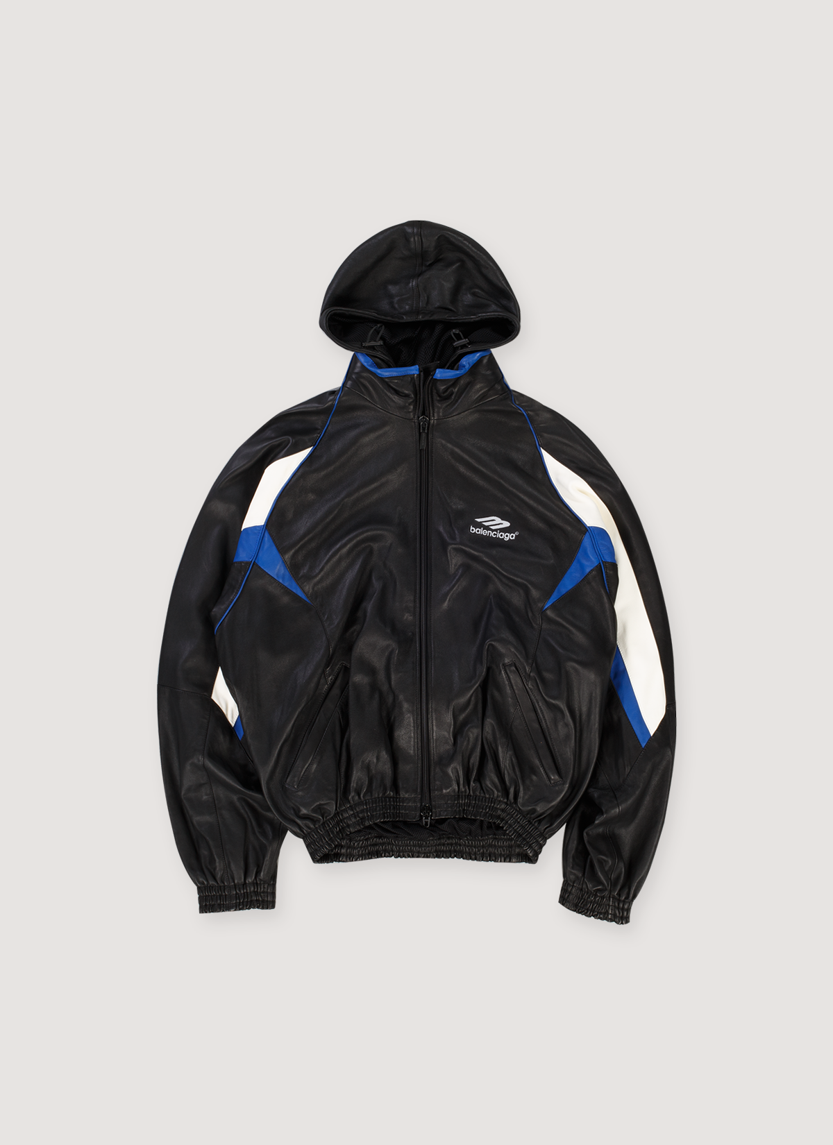 Balenciaga 3B Sports Icon Leather Track Jacket Black (Pre-Owned)