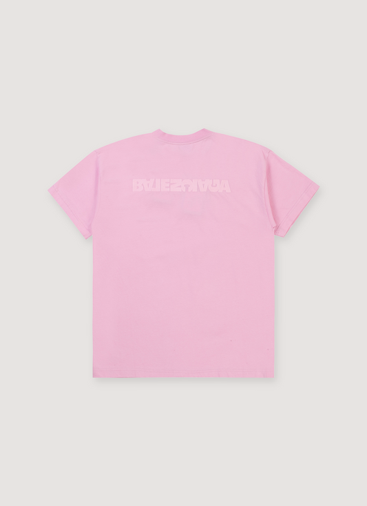 Balenciaga Turn Embroidered Logo Tee Pink
