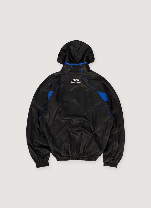 Balenciaga 3B Sports Icon Leather Track Jacket Black (Pre-Owned)