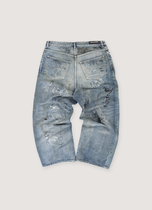 Balenciaga Mud Show Graffiti Denim Indigo (Pre-Owned)