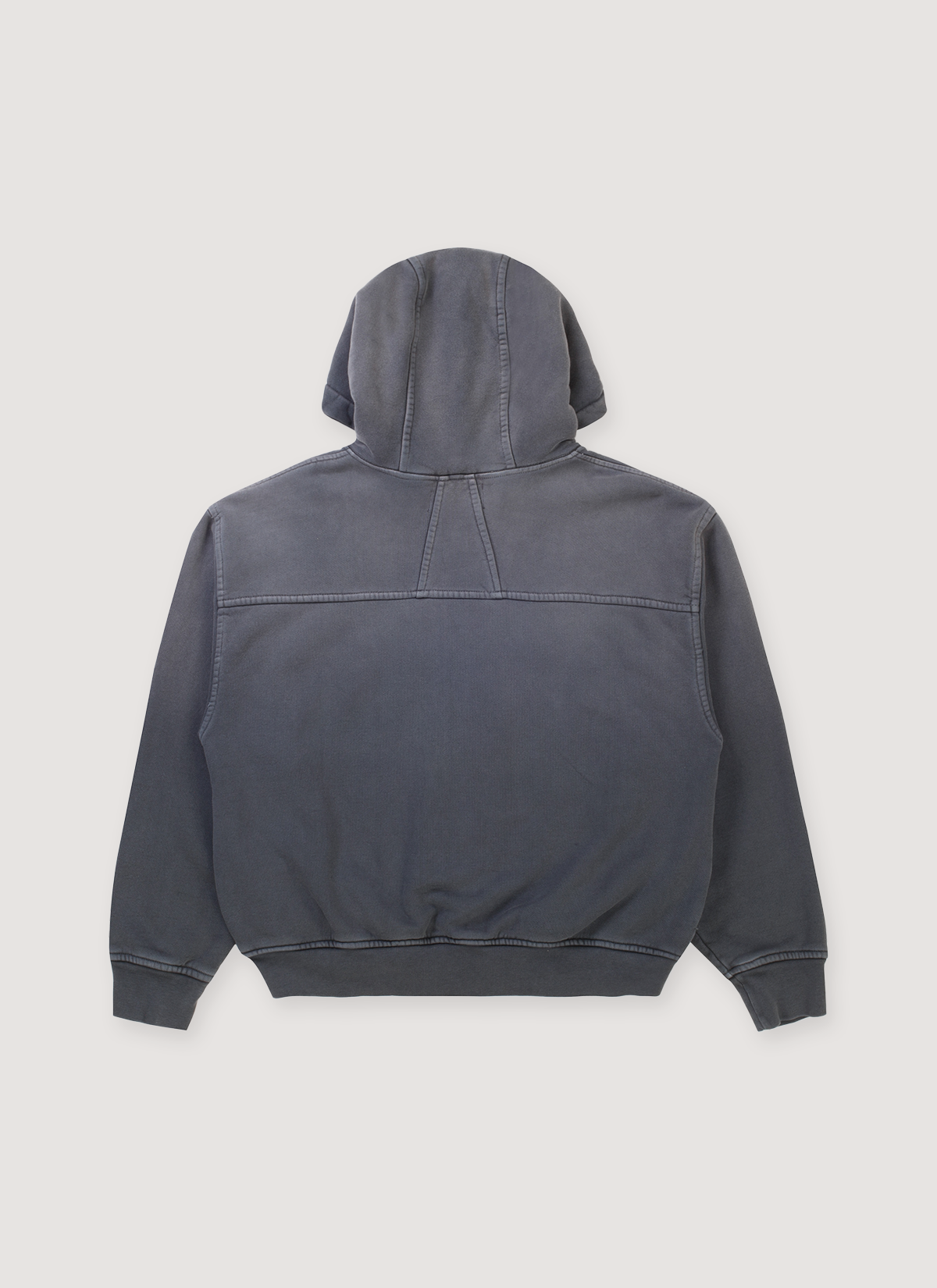 Pieces Basic Program Zip Up Sweatshirt Washed Black grey hoodie, back view Pieces Basic Program Zip Up Sweatshirt Washed Black - Image 2 | Authenticated at Pieces Los Angeles