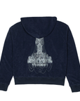 Basketcase Gallery Chandelier Velour Zip Up Sweatshirt Navy