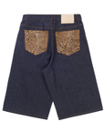 Basketcase Gallery Breacher Denim Shorts Indigo Cheetah
