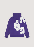 Denim Tears Biggie Cotton Wreath Sweatshirt Purple Hoodie with big white wreath flower graphic, back view Denim Tears Biggie Cotton Wreath Sweatshirt Purple - Image 2 | Authenticated at Pieces Los Angeles