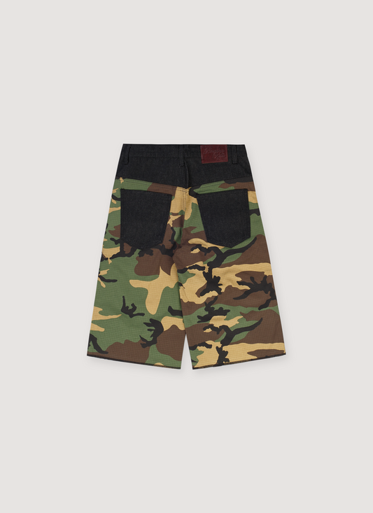 Boredom Kills Double Waisted Camo Shorts