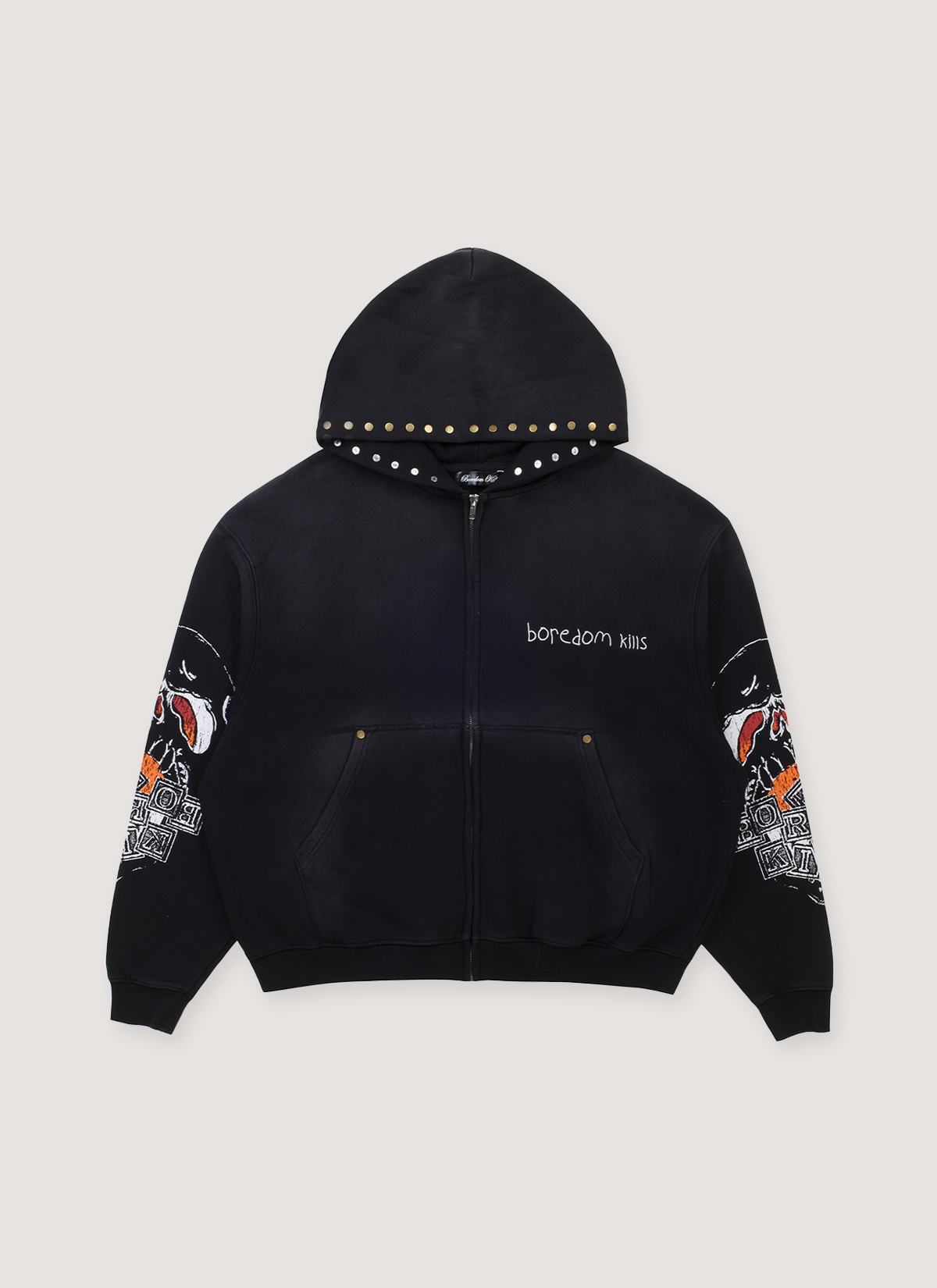 Boredom Kills BK Skull Sweatshirt Vintage Black