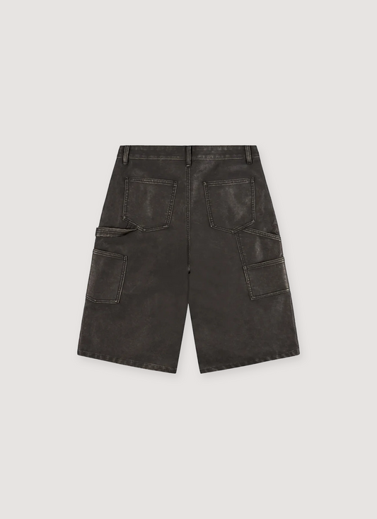 Boredom Kills Leather Shorts Black
