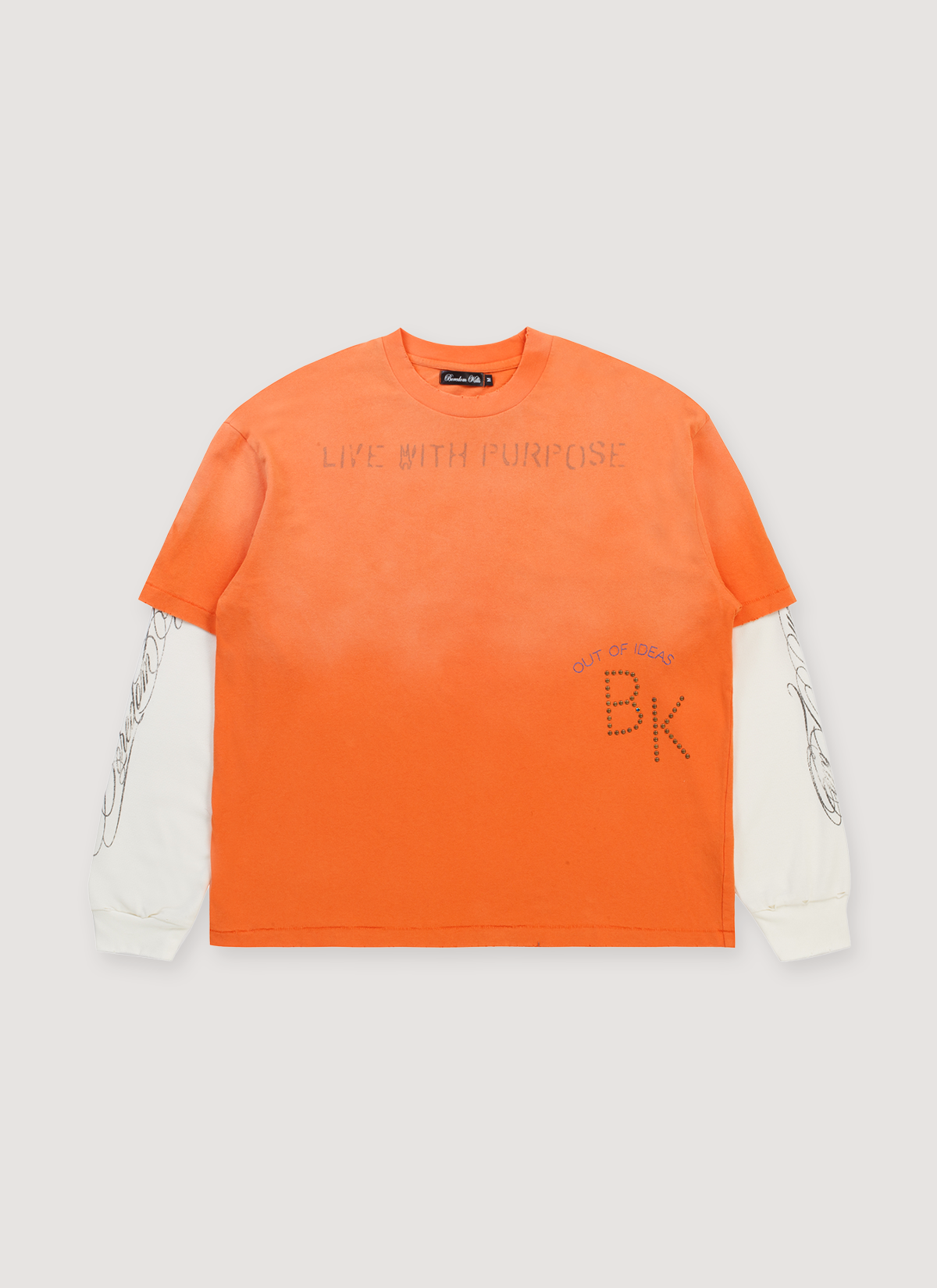 Boredom Kills Purpose Double Tee Orange Boredom Kills Purpose Double Tee Orange - Image 1 | Authenticated at Pieces Los Angeles