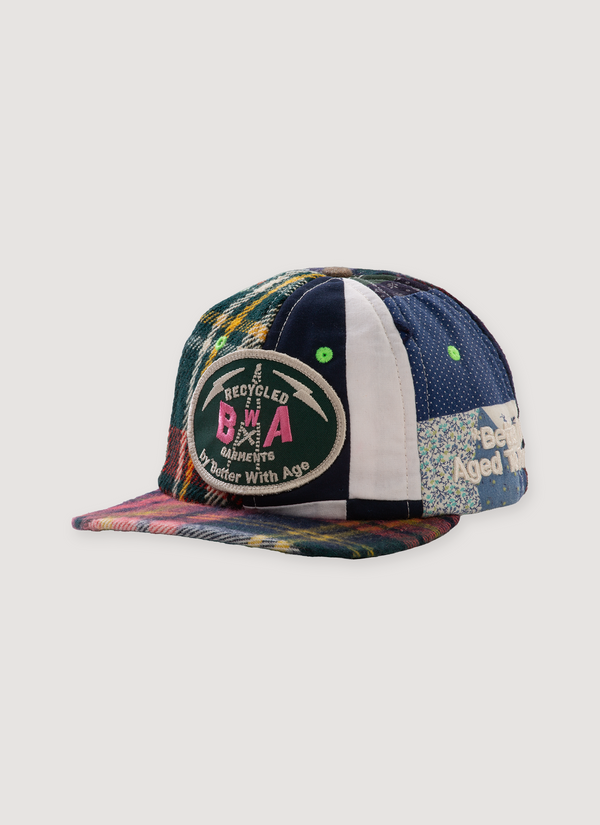 Better With Age Chateau Blanket Hat Multicolor reconstructed mismatched vintage fabrics, embroidered logo, front view Chateau Blanket Hat Multicolor - Authenticated Hats | Pieces Los Angeles