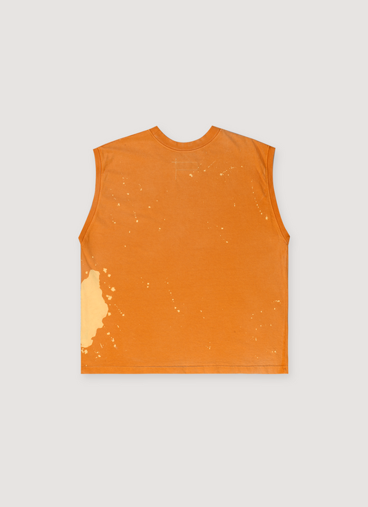 Pieces Burn Out Ribbed Sleeveless Shirt Washed Orange