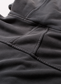Close up of the stitching on the back side of the Pieces Basic Program Zip Up Sweatshirt Washed Black Pieces Basic Program Zip Up Sweatshirt Washed Black - Image 7 | Authenticated at Pieces Los Angeles