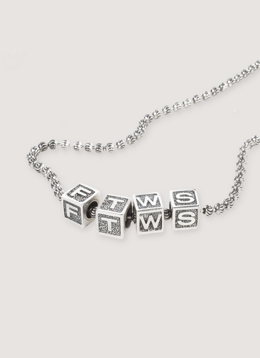 For Those Who Sin Block Charm Necklace Silver