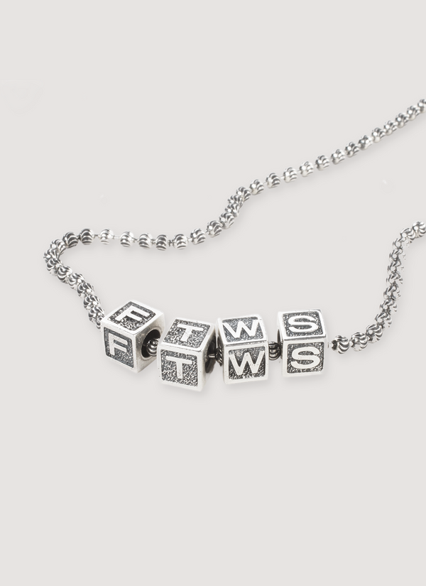 For Those Who Sin Block Charm Necklace Silver alternate view - Shop at Pieces Los Angeles