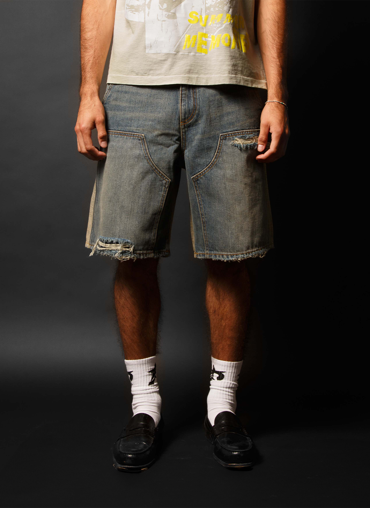 Pieces Harvey Split Carpenter Denim Shorts Pieces Harvey Split Carpenter Denim Shorts - Image 5 | Authenticated at Pieces Los Angeles