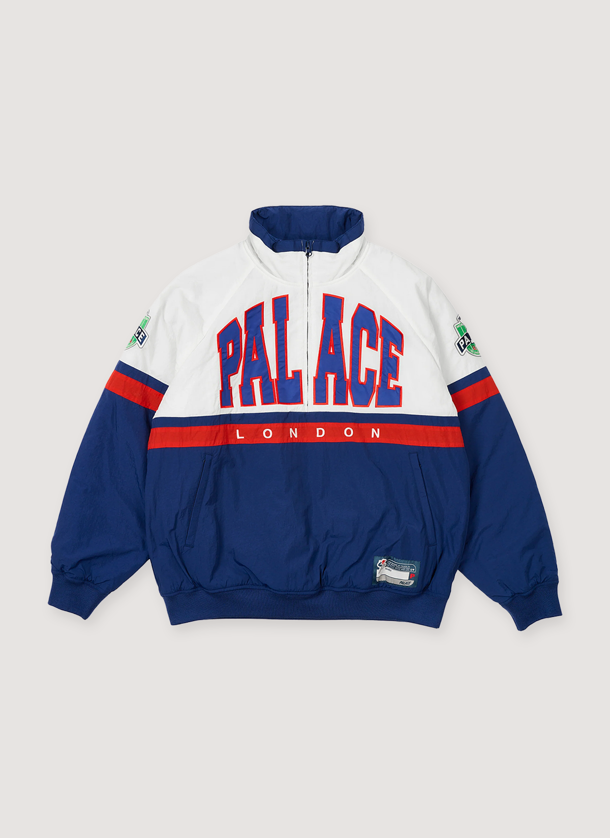 Palace Breakout Half Zip Bomber White Navy
