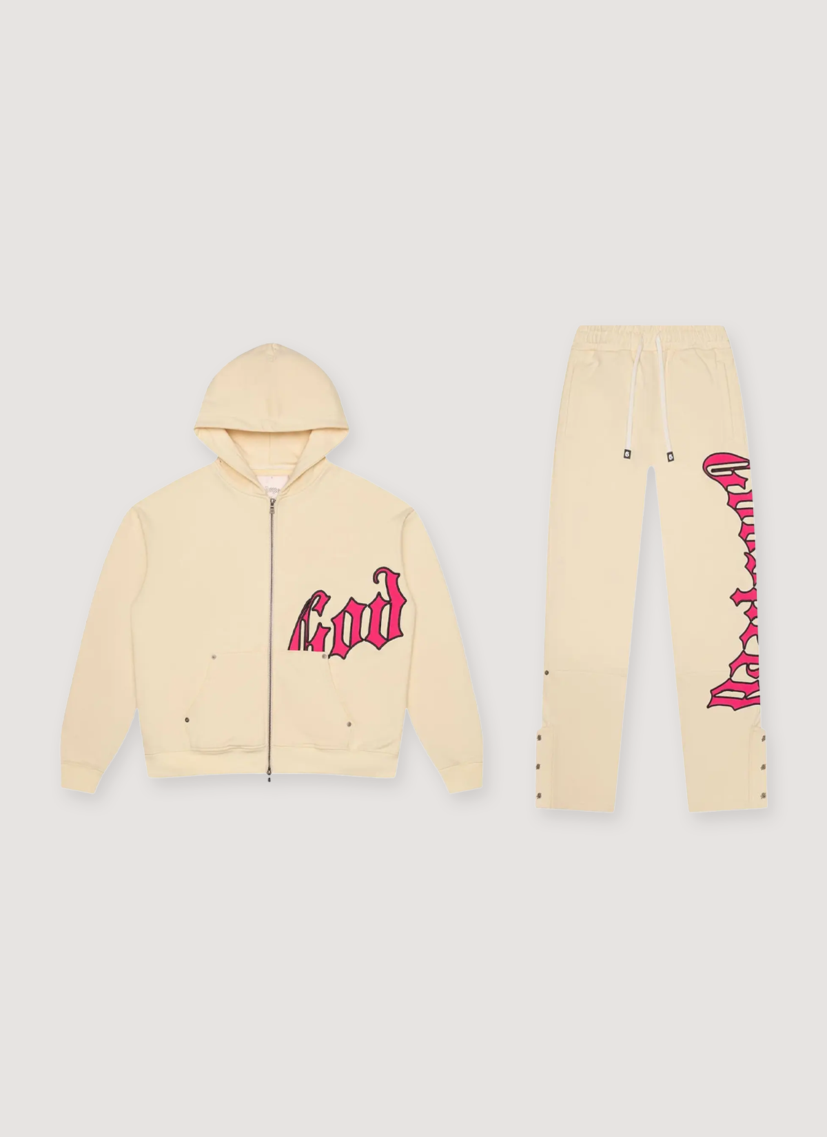 Godspeed New York OG Logo V2 Sweatsuit Bone Pink Godspeed New York OG Logo V2 Sweatsuit Bone Pink - Image 1 | Authenticated at Pieces Los Angeles
