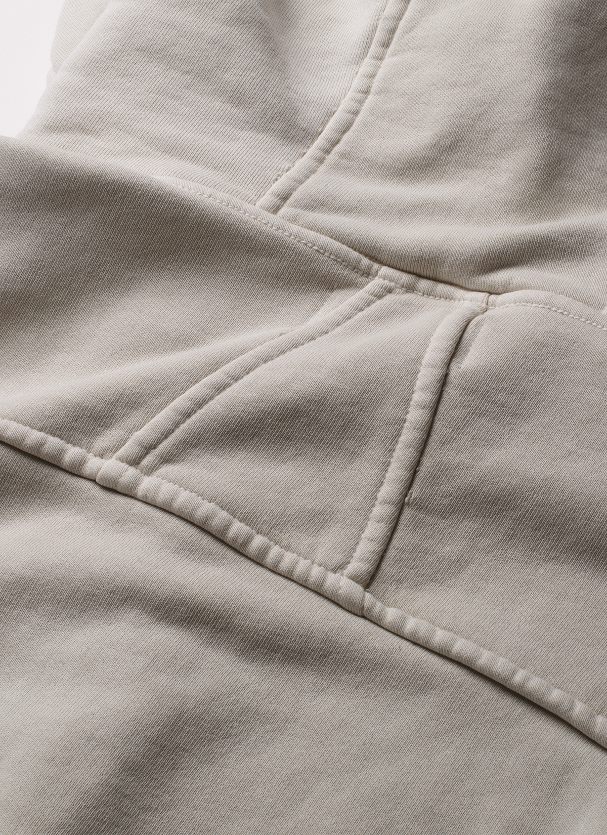 Pieces Basic Program Zip Up Sweatshirt Bone White Off-White close up view of stitching on the back Pieces Basic Program Zip Up Sweatshirt Bone - Image 7 | Authenticated at Pieces Los Angeles