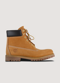 Timberland Premium 6-Inch Waterproof Boot Wheat Brown (Pre-Owned) with 400g primaloft insulation, Timberland premium upper  leather, anti-fatigue removable footbed, seam sealed construction, padded leather collar, recycled PET laces, side profile view Timberland Premium 6-Inch Waterproof Boot Wheat (Pre-Owned) - Image 1 | Authenticated at Pieces Los Angeles