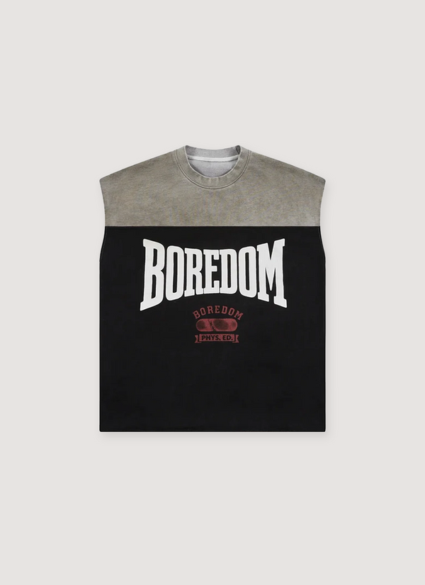 Boredom Kills Boxer Cut Off Grey Black Boxer Cut Off Black Grey - Authenticated Sleeveless | Pieces Los Angeles