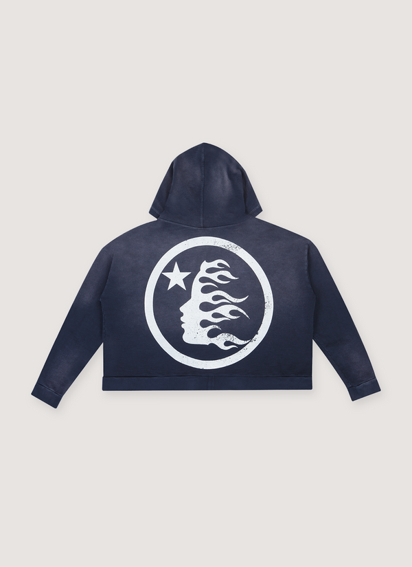 Hellstar Logo Zip Up Sweatshirt Vintage Navy alternate view - Shop at Pieces Los Angeles