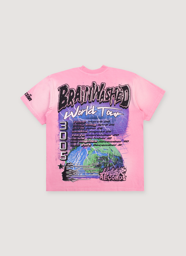 Hellstar Brainwashed World Tour Tee Vintage Pink alternate view - Shop at Pieces Los Angeles