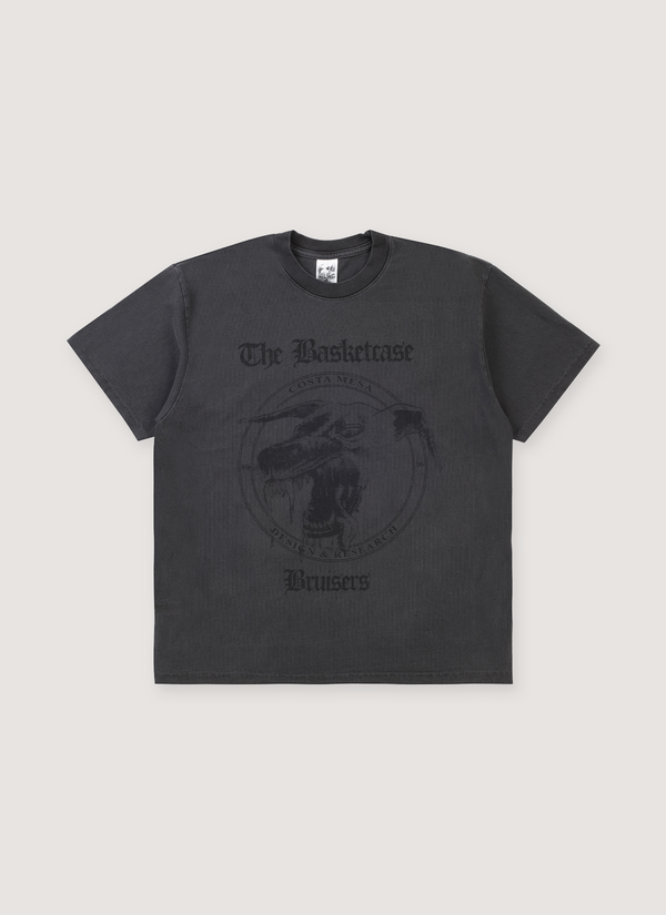 Basketcase Gallery Bruisers Tee Shirt Vintage Black with 330 gsm 9.5 oz cotton, vintage pigment dye, printed logos, front view Bruisers Tee Vintage Black - Authenticated T-shirts | Pieces Los Angeles