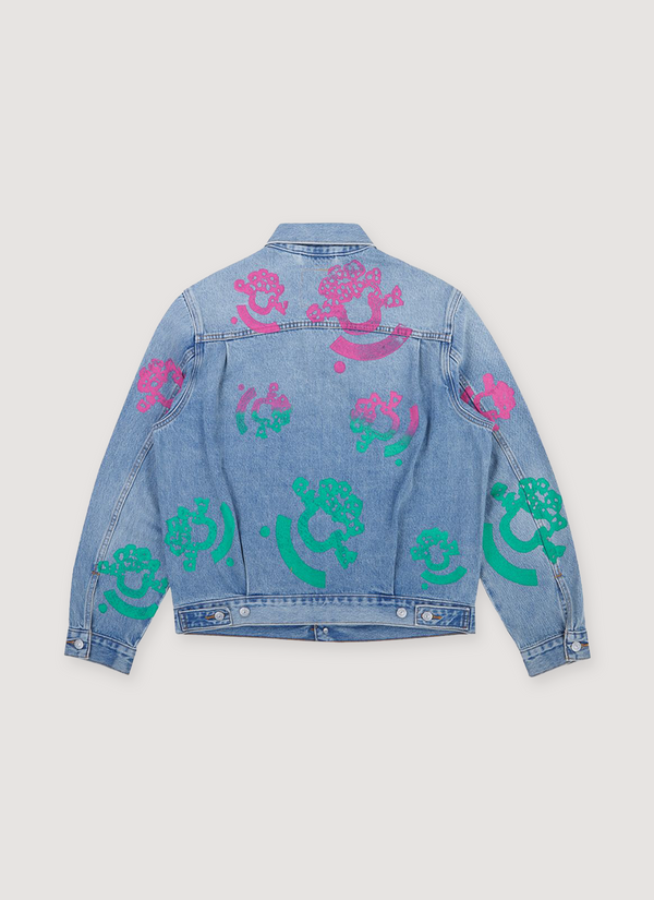 Denim Tears Bstroy Type-2 Denim Jacket Light Wash Pink/Green alternate view - Shop at Pieces Los Angeles