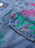 Denim Tears Bstroy Type-2 Denim Jacket Light Wash Pink/Green Denim Tears Bstroy Type-2 Denim Jacket Light Wash Pink/Green - Image 3 | Authenticated at Pieces Los Angeles