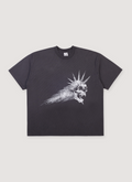 Basketcase Gallery Bullhead Tee Shirt Vintage Black with 330 gsm 9.5 oz cotton, vintage pigment dye, printed skull logo, front view Basketcase Gallery Bullhead Tee Vintage Black - Image 1 | Authenticated at Pieces Los Angeles