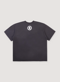 Basketcase Gallery Bullhead Tee Shirt Vintage Black with 330 gsm 9.5 oz cotton, vintage pigment dye, printed skull logo, back view Basketcase Gallery Bullhead Tee Vintage Black - Image 2 | Authenticated at Pieces Los Angeles
