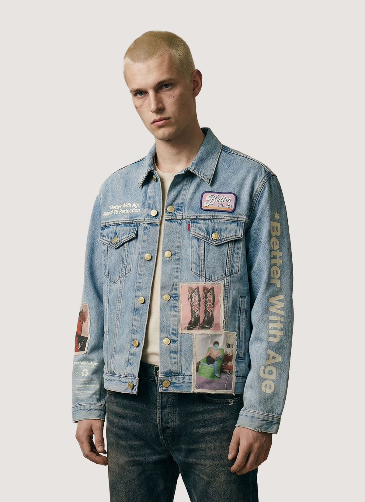 Better With Age Portrait Denim Jacket Indigo