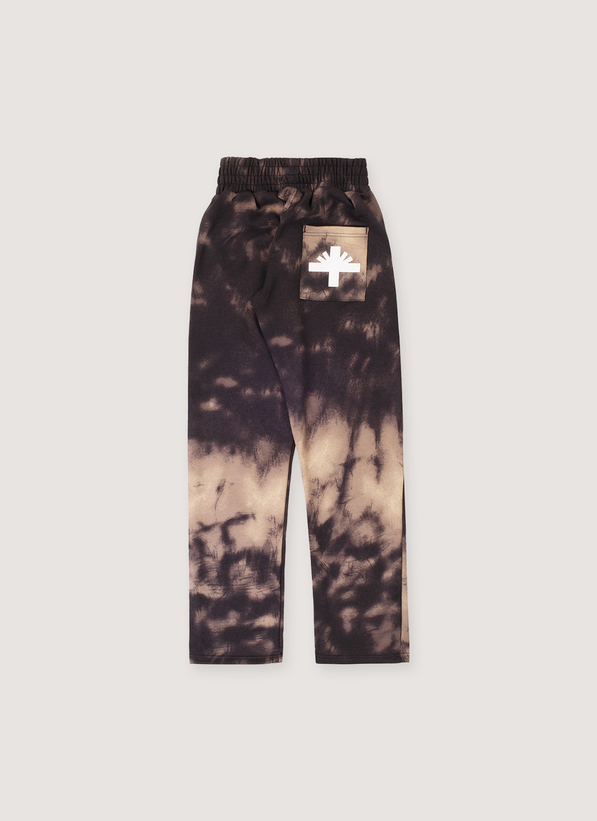 Vertabrae C-2 Sweatpants Washed Black Tan Marble with back pocket and white logo on the pocket, back view